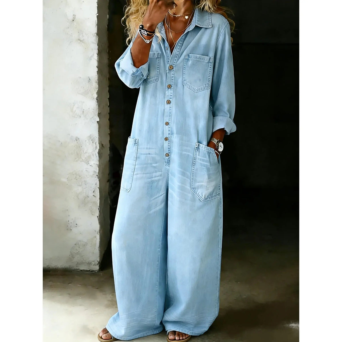 Kylora™ Women’s Oversized Denim Jumpsuit