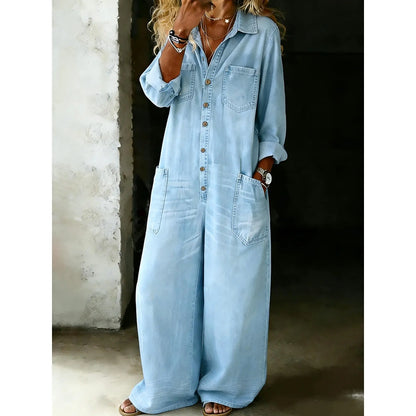 Kylora™ Women’s Oversized Denim Jumpsuit