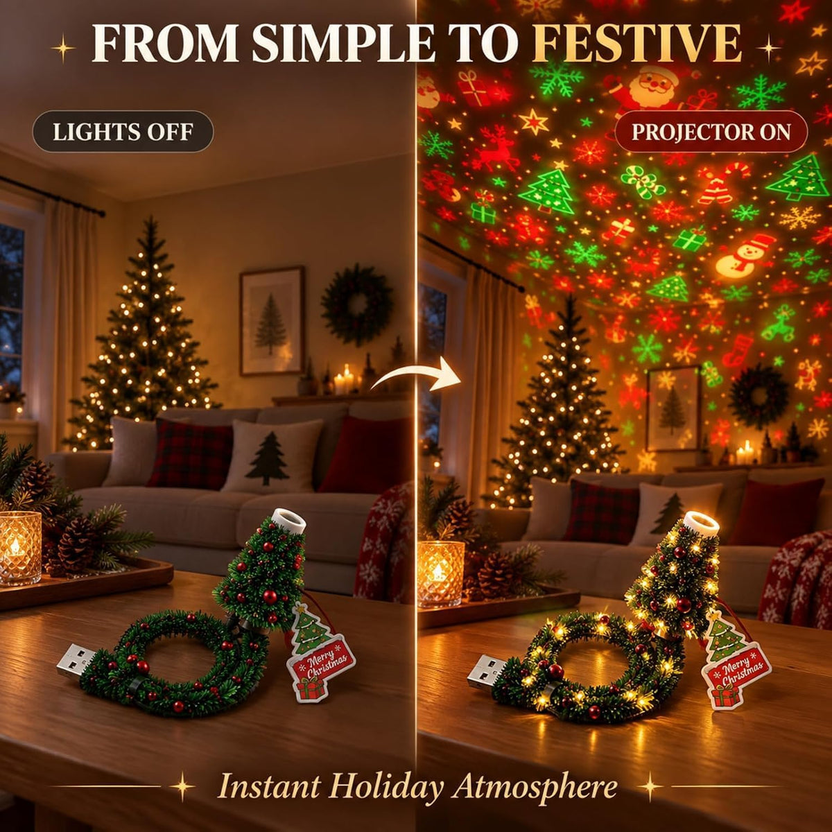 Kylora™ USB Christmas Tree Projector Light