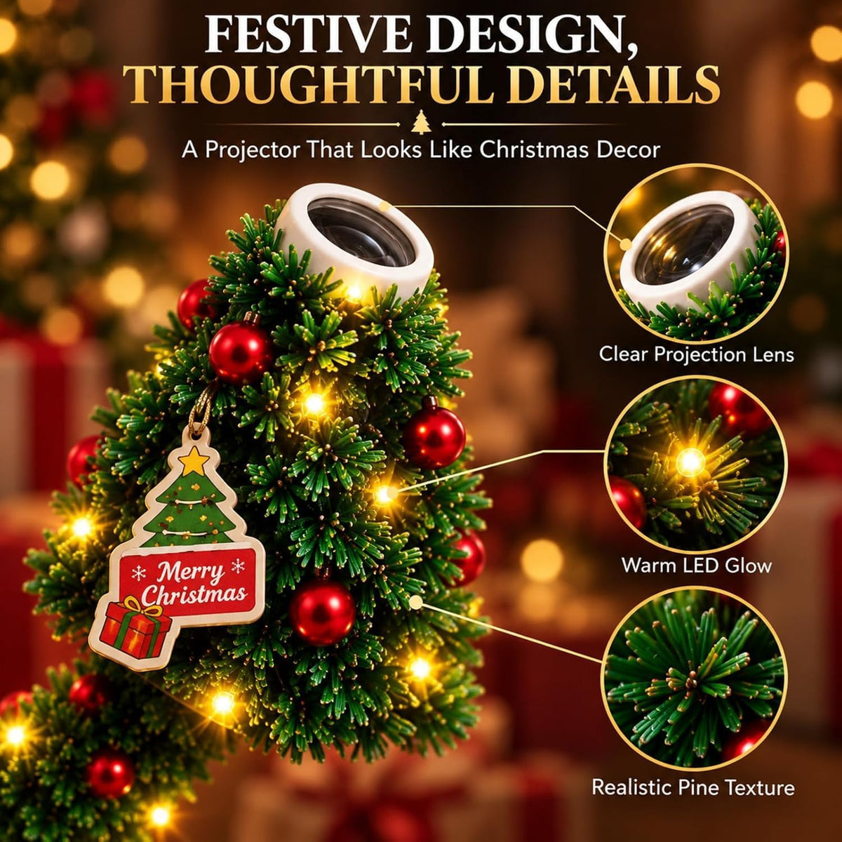 Kylora™ USB Christmas Tree Projector Light