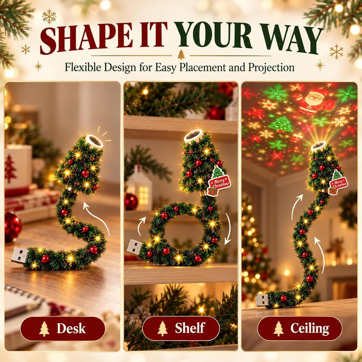 Kylora™ USB Christmas Tree Projector Light