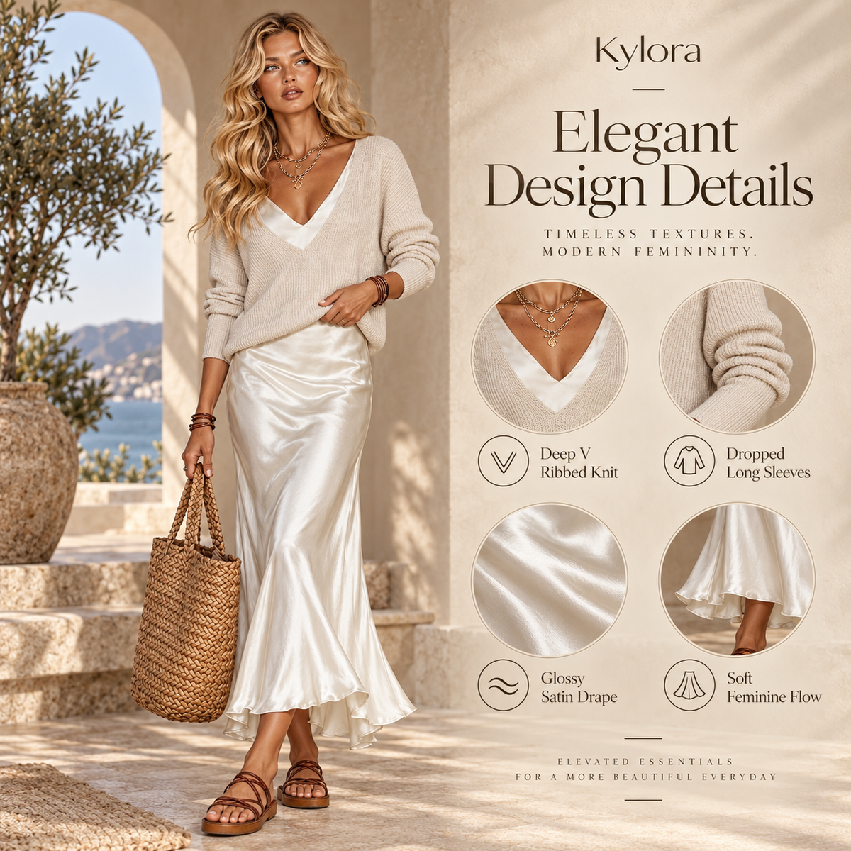 Kylora™ Silque 2-Piece Knit & Satin Set