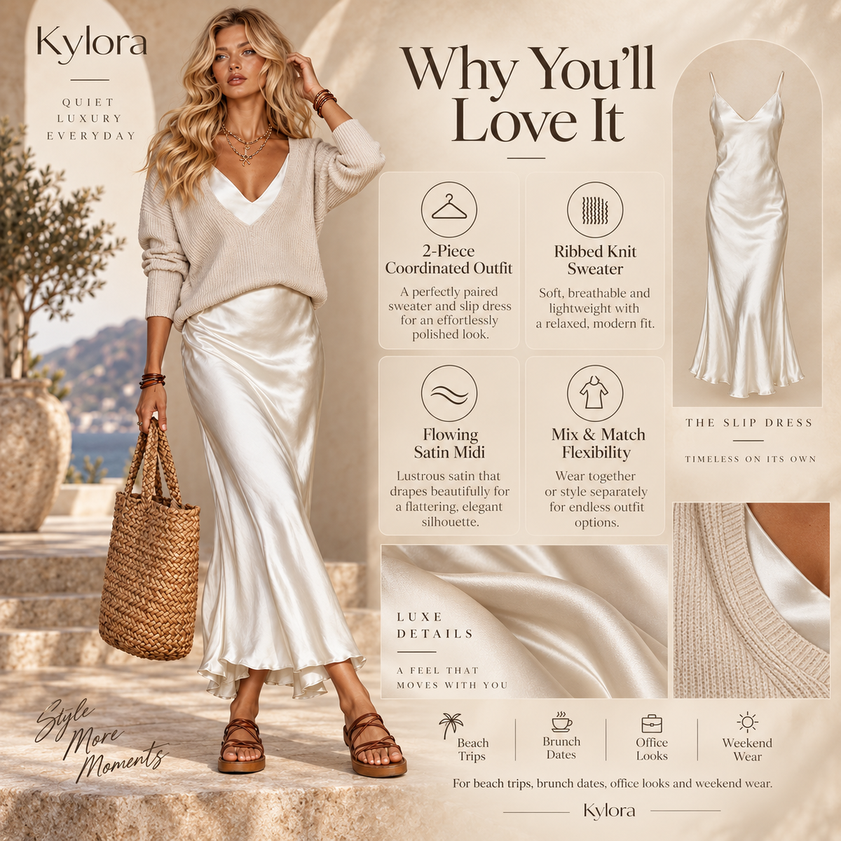 Kylora™ Silque 2-Piece Knit & Satin Set