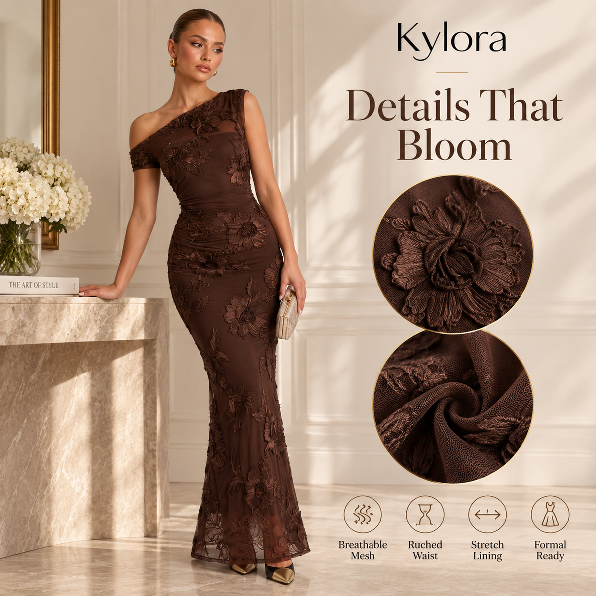 Kylora™ Fleuréa 3D Floral Mesh Dress