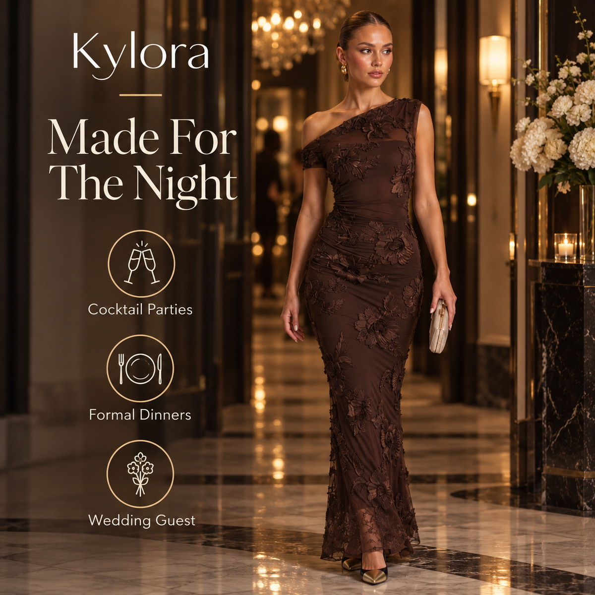 Kylora™ Fleuréa 3D Floral Mesh Dress