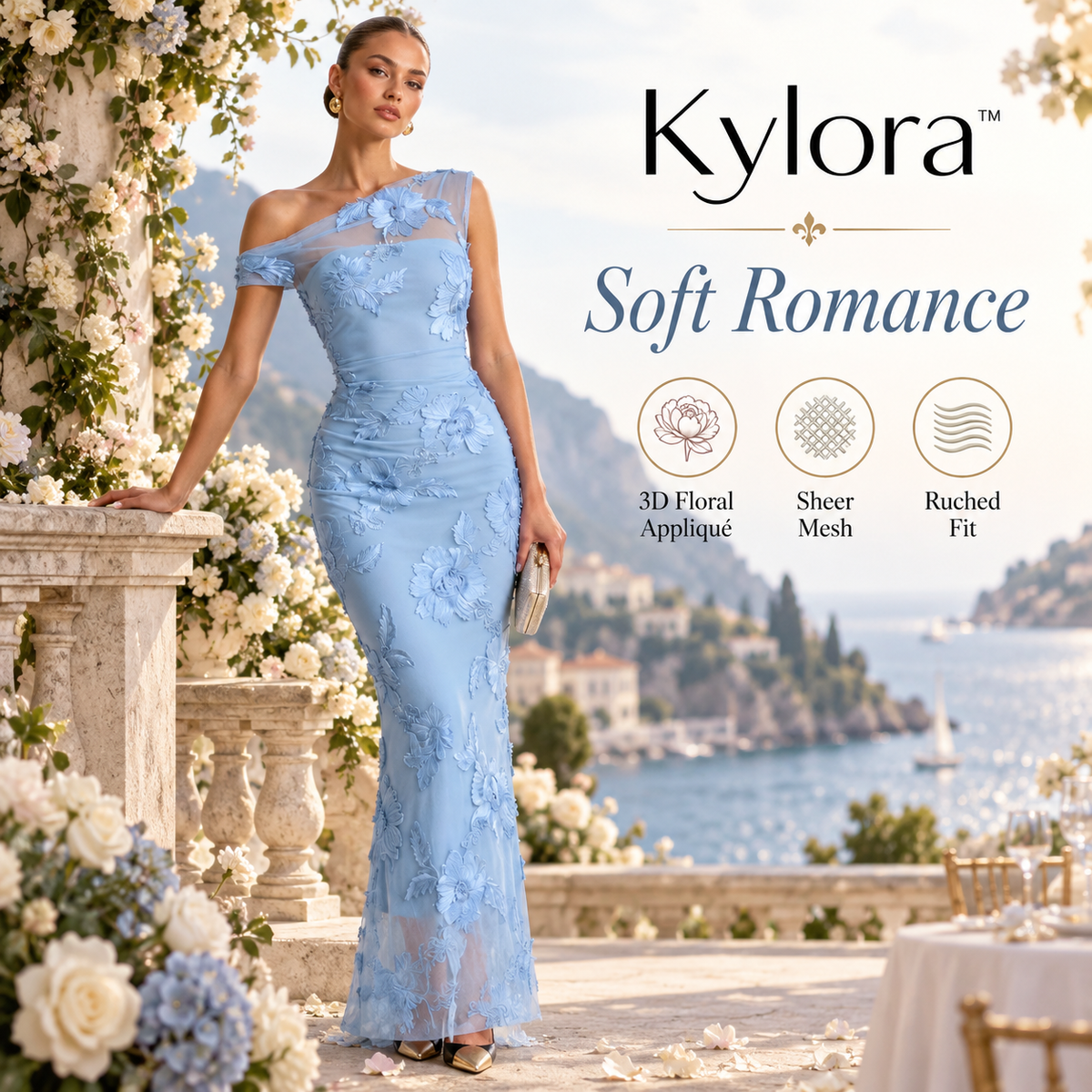 Kylora™ Fleuréa 3D Floral Mesh Dress