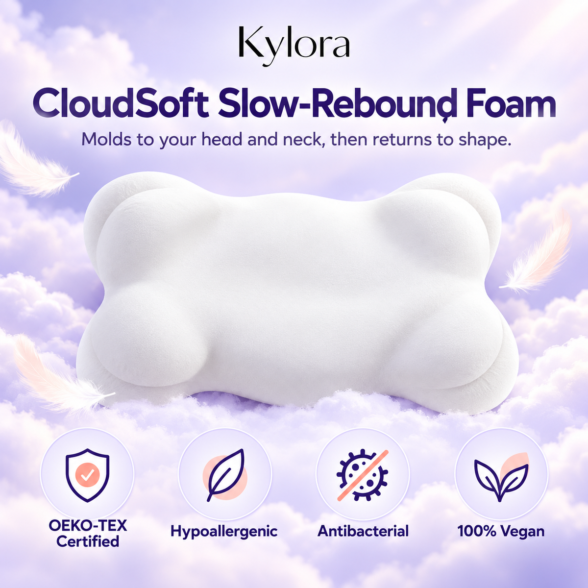 Kylora™ CloudAlign Ergonomic Cervical Memory Foam Pillow