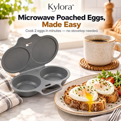 Kylora™ Grey Microwave Egg Poacher with Lid