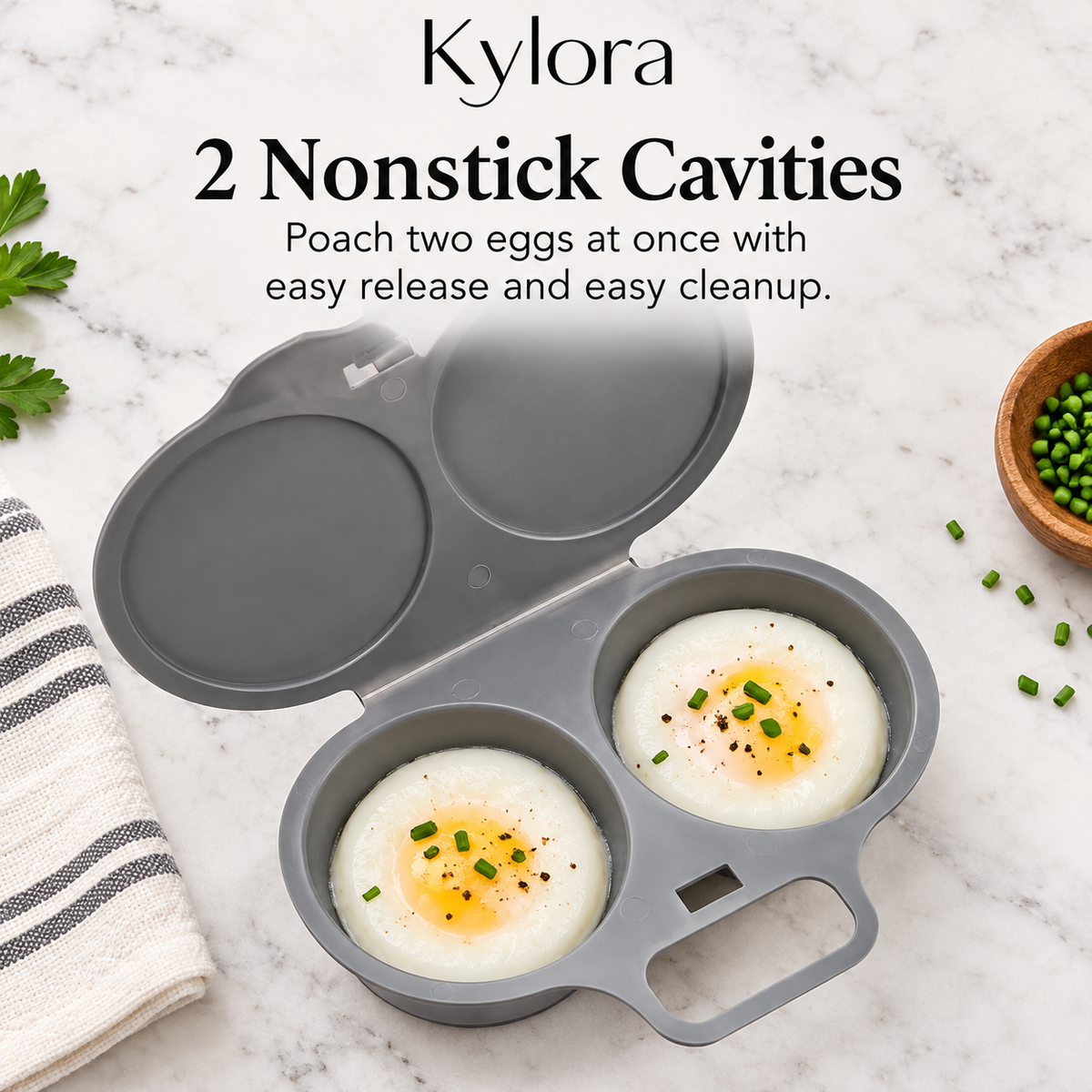 Kylora™ Grey Microwave Egg Poacher with Lid
