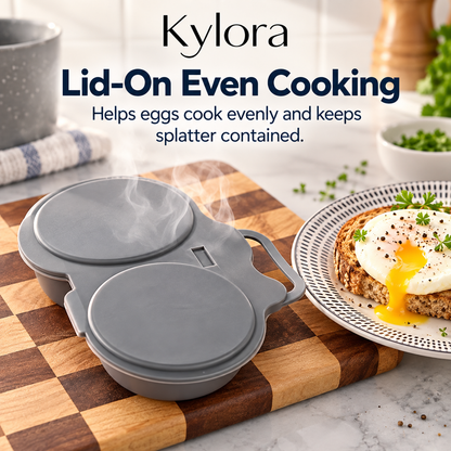 Kylora™ Grey Microwave Egg Poacher with Lid