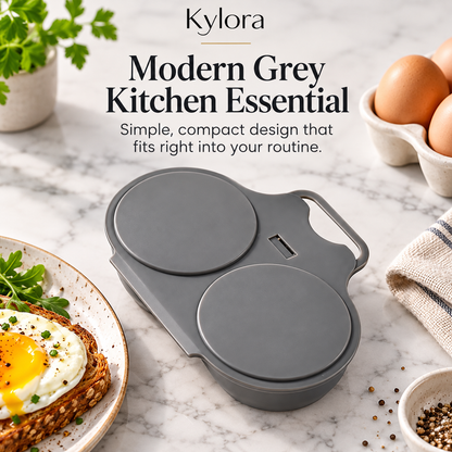 Kylora™ Grey Microwave Egg Poacher with Lid