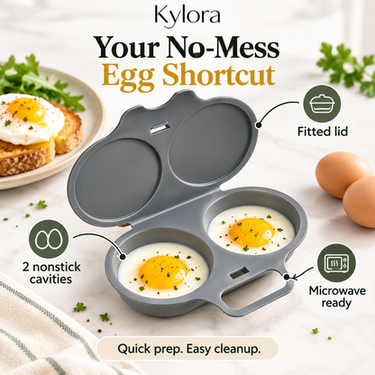 Kylora™ Grey Microwave Egg Poacher with Lid