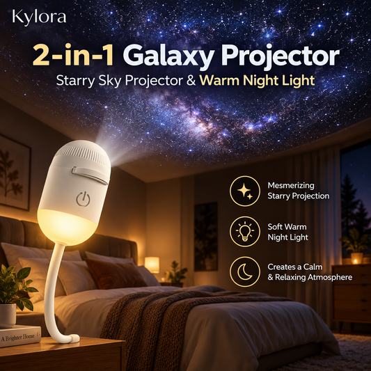 Kylora™ GalaxyGlow 2-in-1 Night Light Projector