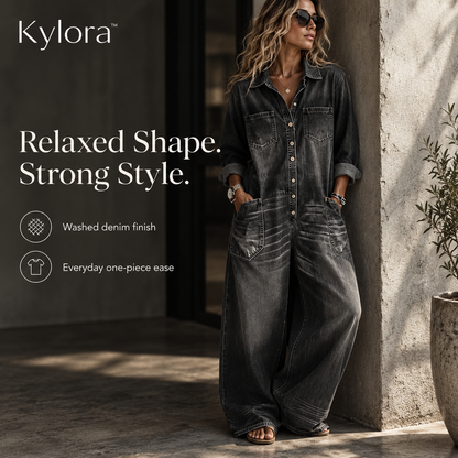 Kylora™ Women’s Oversized Denim Jumpsuit