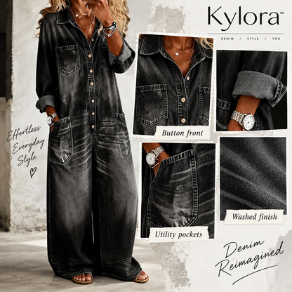 Kylora™ Women’s Oversized Denim Jumpsuit