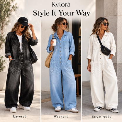 Kylora™ Women’s Oversized Denim Jumpsuit