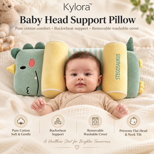 Kylora™ Baby Head Support Pillow – Cotton & Buckwheat