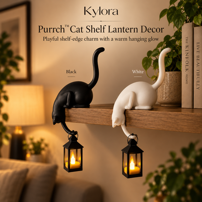 Kylora™ Purrch Cat Shelf Lantern Decor