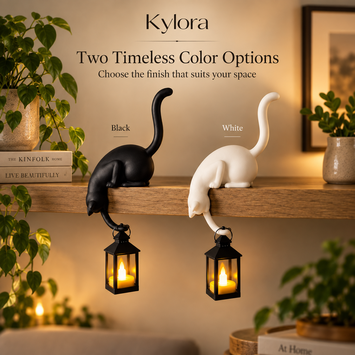 Kylora™ Purrch Cat Shelf Lantern Decor