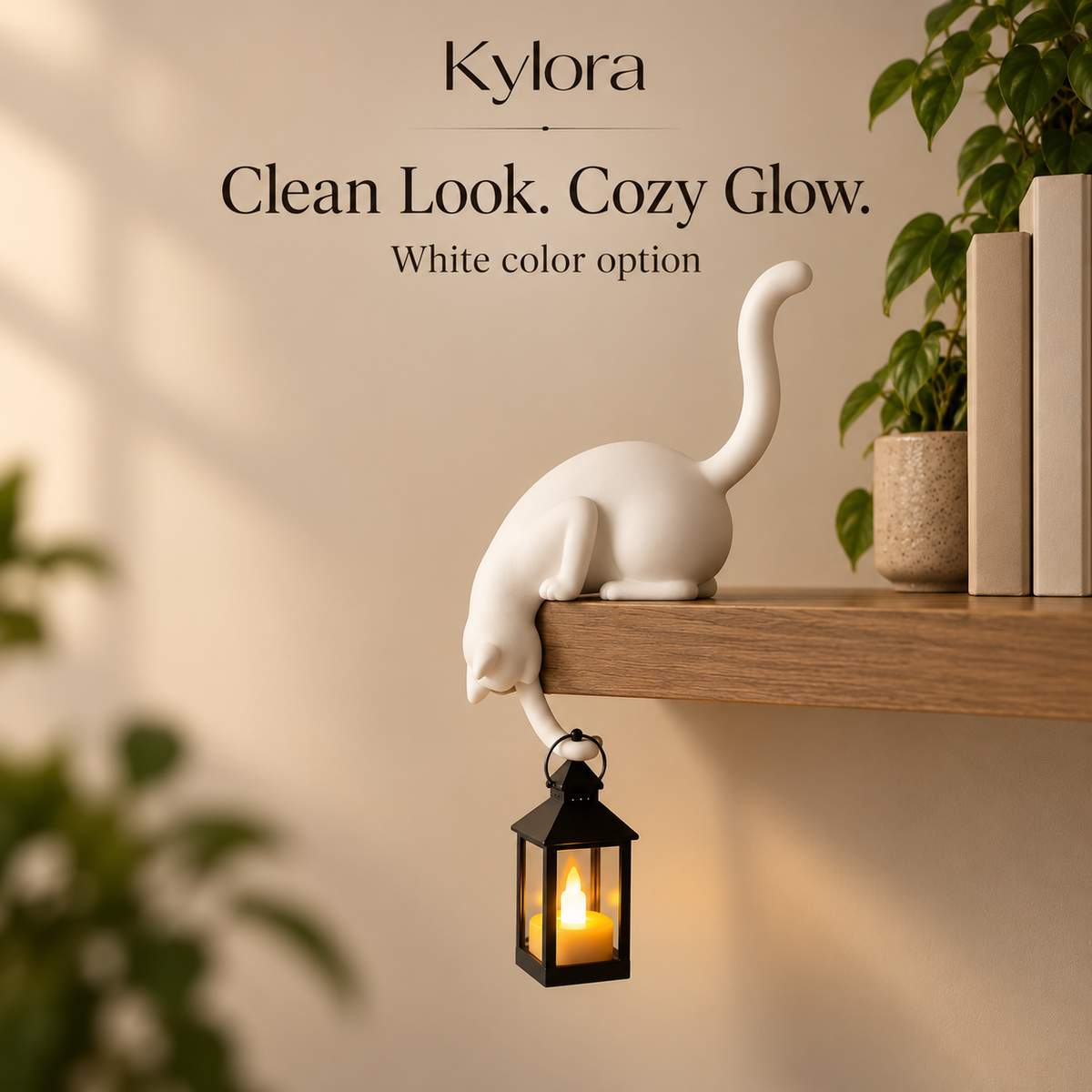 Kylora™ Purrch Cat Shelf Lantern Decor