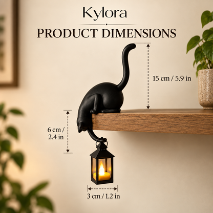 Kylora™ Purrch Cat Shelf Lantern Decor