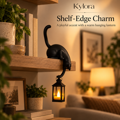 Kylora™ Purrch Cat Shelf Lantern Decor