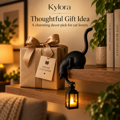 Kylora™ Purrch Cat Shelf Lantern Decor