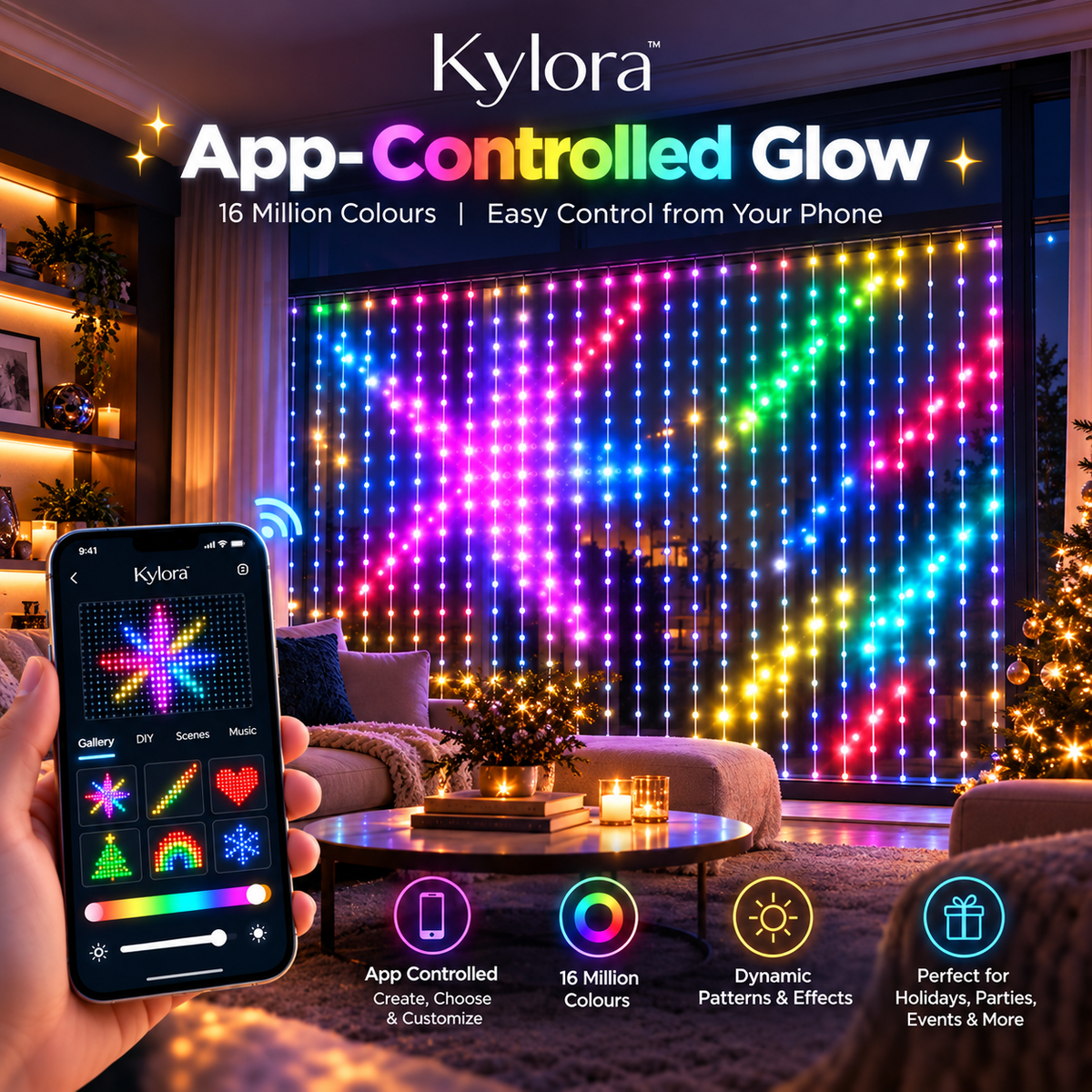 Kylora™ Smart LED Curtain Lights