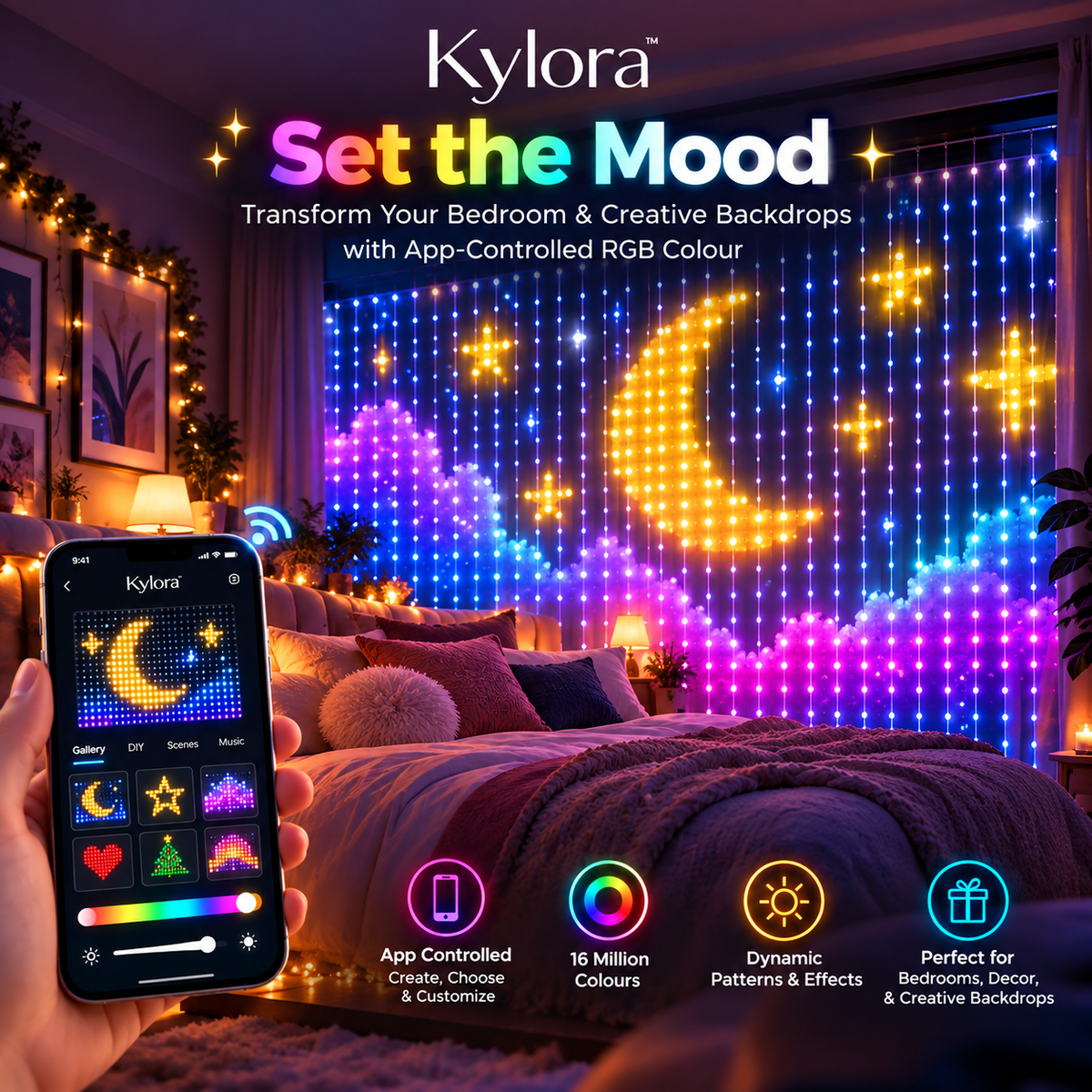 Kylora™ Smart LED Curtain Lights
