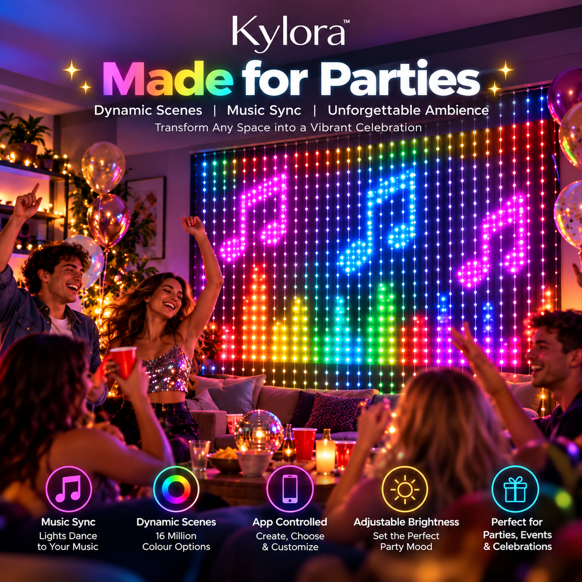 Kylora™ Smart LED Curtain Lights