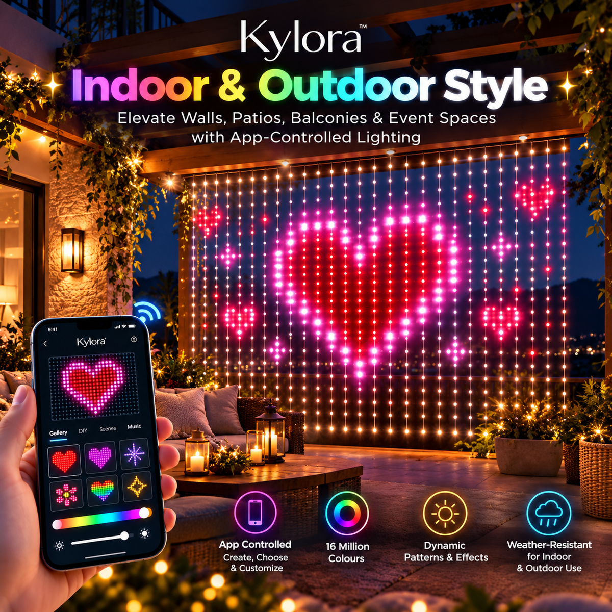Kylora™ Smart LED Curtain Lights