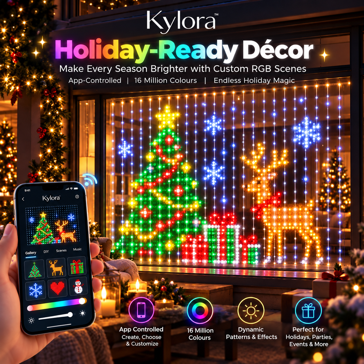 Kylora™ Smart LED Curtain Lights
