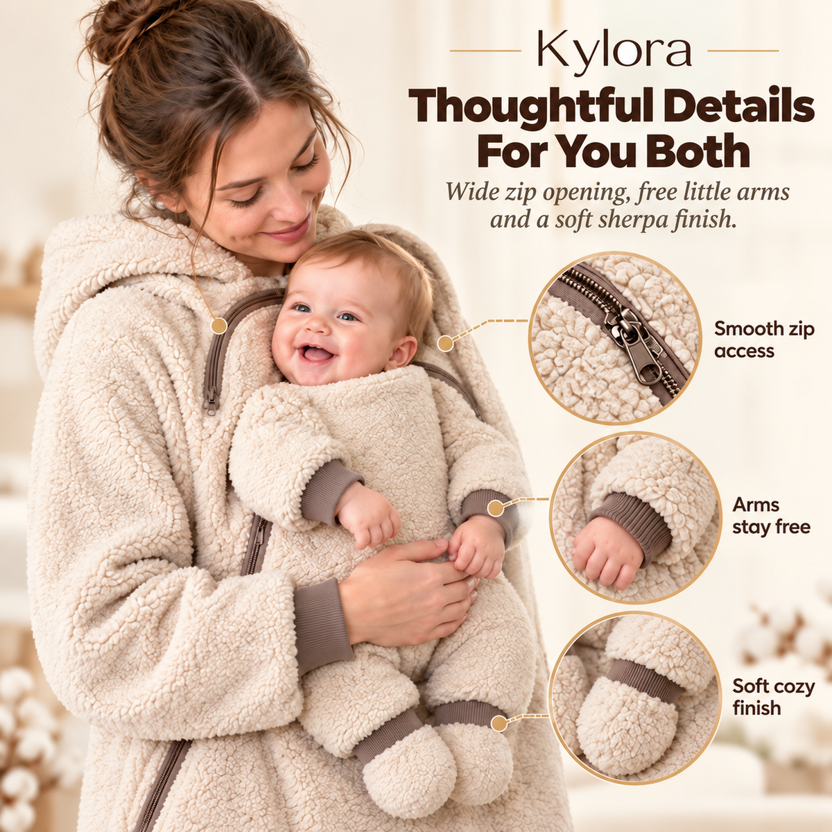 Kylora™ CozyCarry Sherpa Babywearing Hoodie