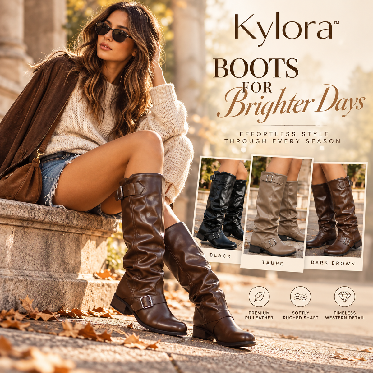 Kylora™ Ruched Western Mid-Calf Boots