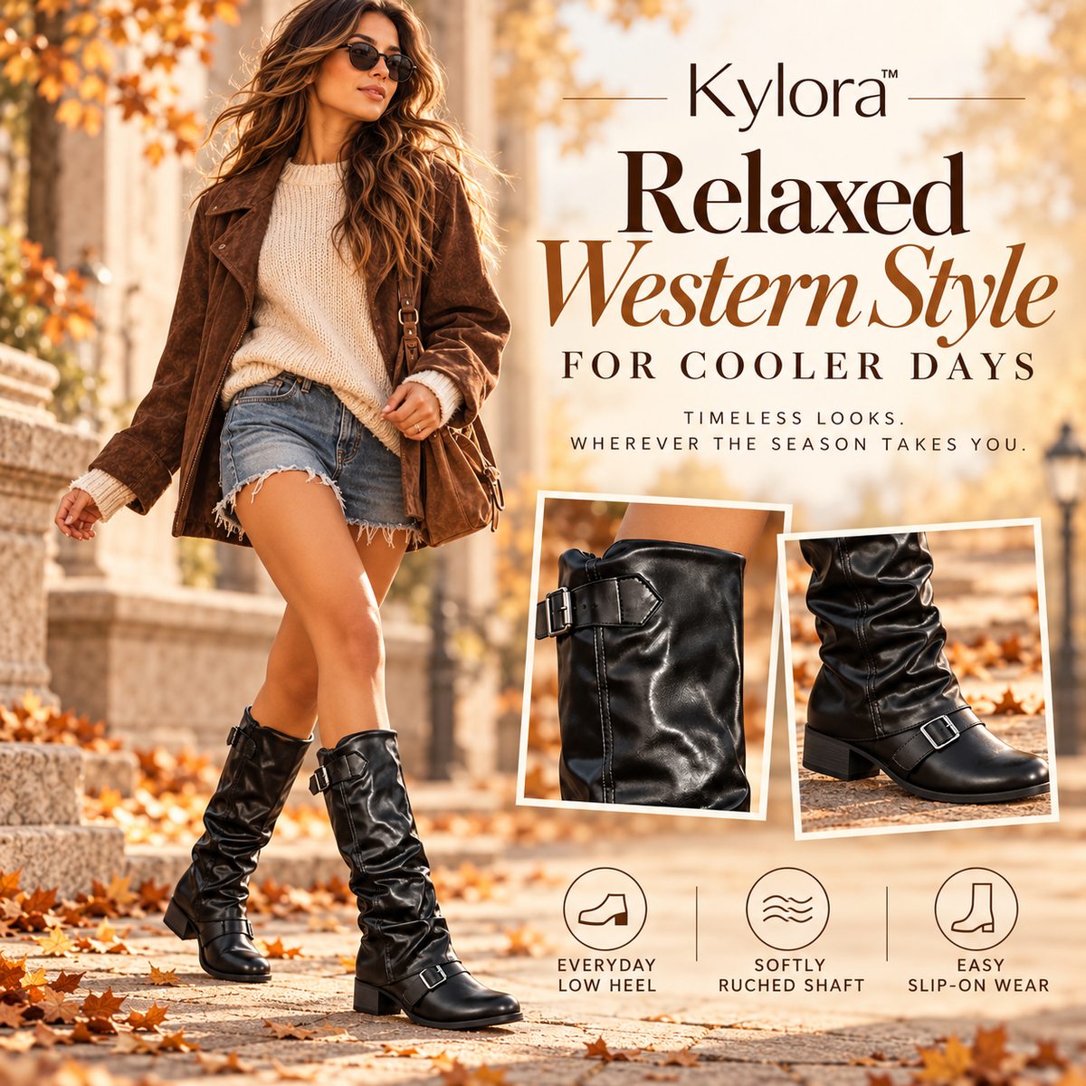 Kylora™ Ruched Western Mid-Calf Boots