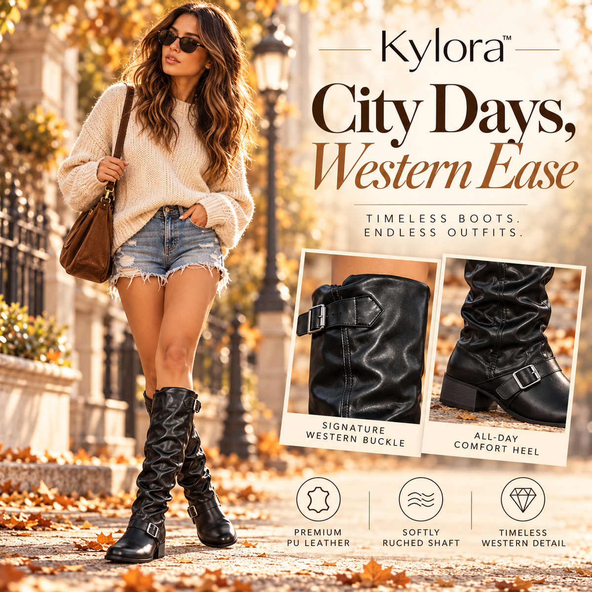 Kylora™ Ruched Western Mid-Calf Boots