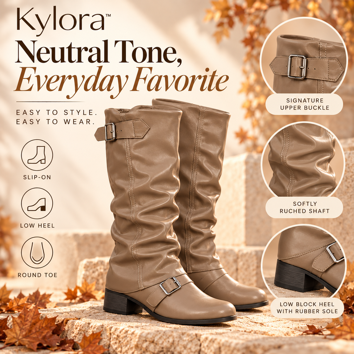 Kylora™ Ruched Western Mid-Calf Boots