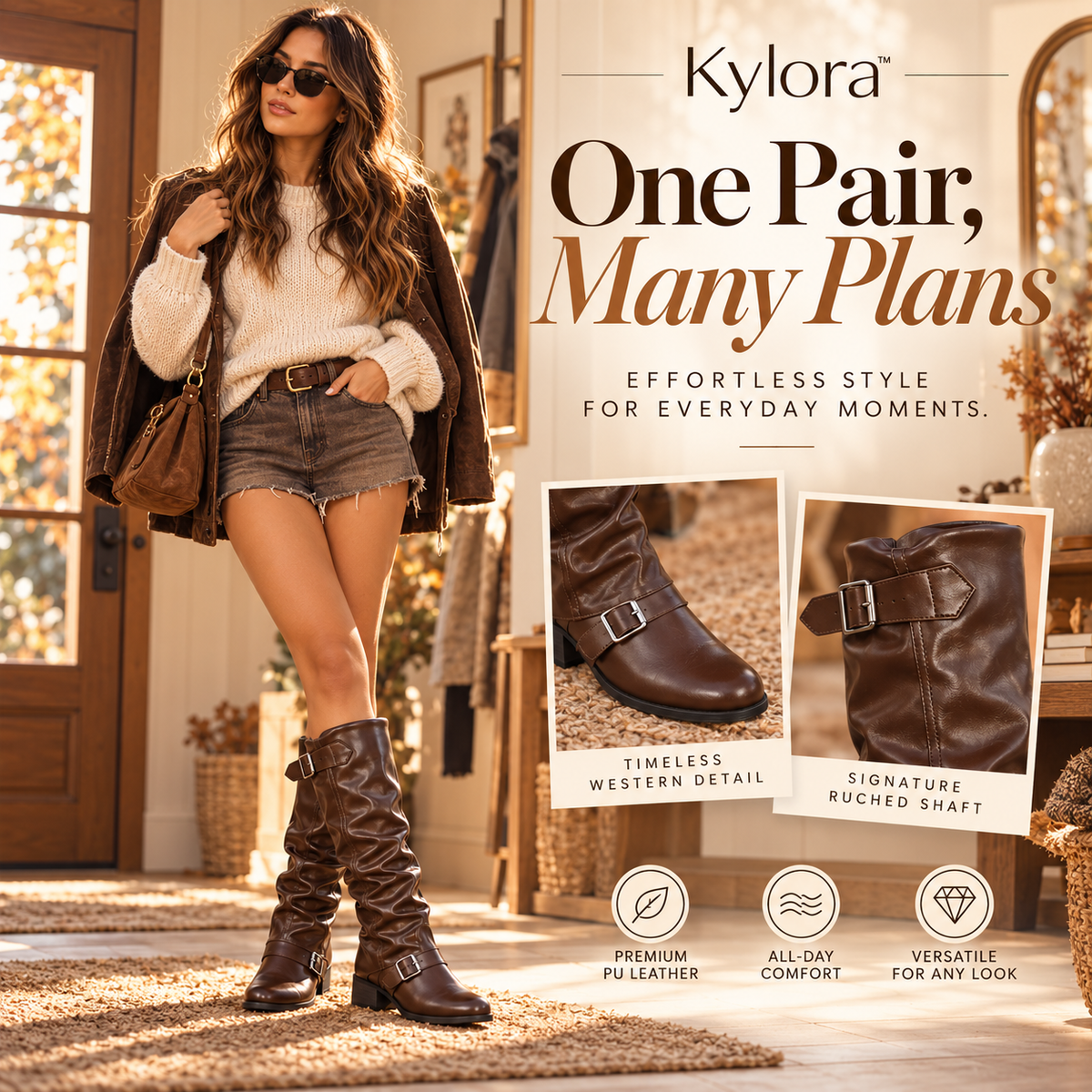 Kylora™ Ruched Western Mid-Calf Boots