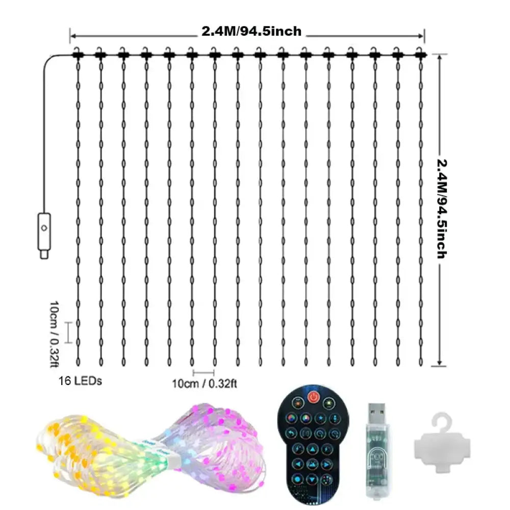 Kylora™ App-Controlled RGB LED Curtain Lights – 16 Million Colors, Modern Interior Lighting