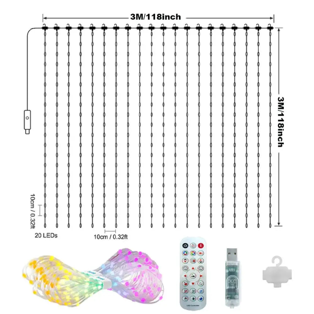 Kylora™ App-Controlled RGB LED Curtain Lights – 16 Million Colors, Modern Interior Lighting