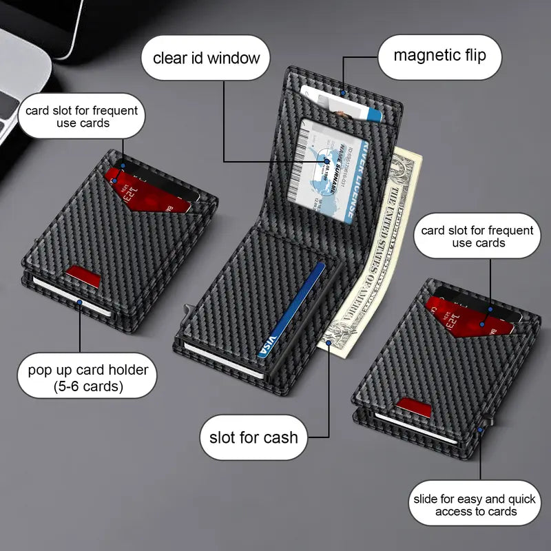 Kylora™ Men's Minimalist Bifold Wallet with Pop-Up Card Holder - Coffee - product image 3