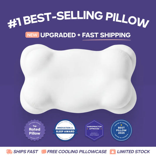 Kylora™ CloudAlign Pillow – Dual-Height Ergonomic Cervical Memory Foam Pillow + Free Cooling Pillowcase